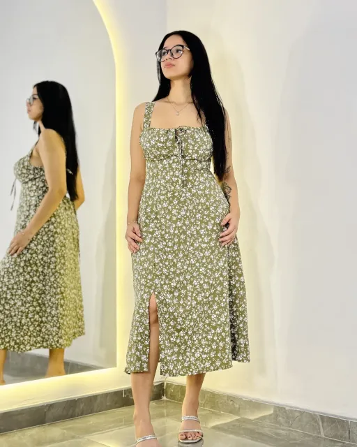 Vestido Flora midi - Verde