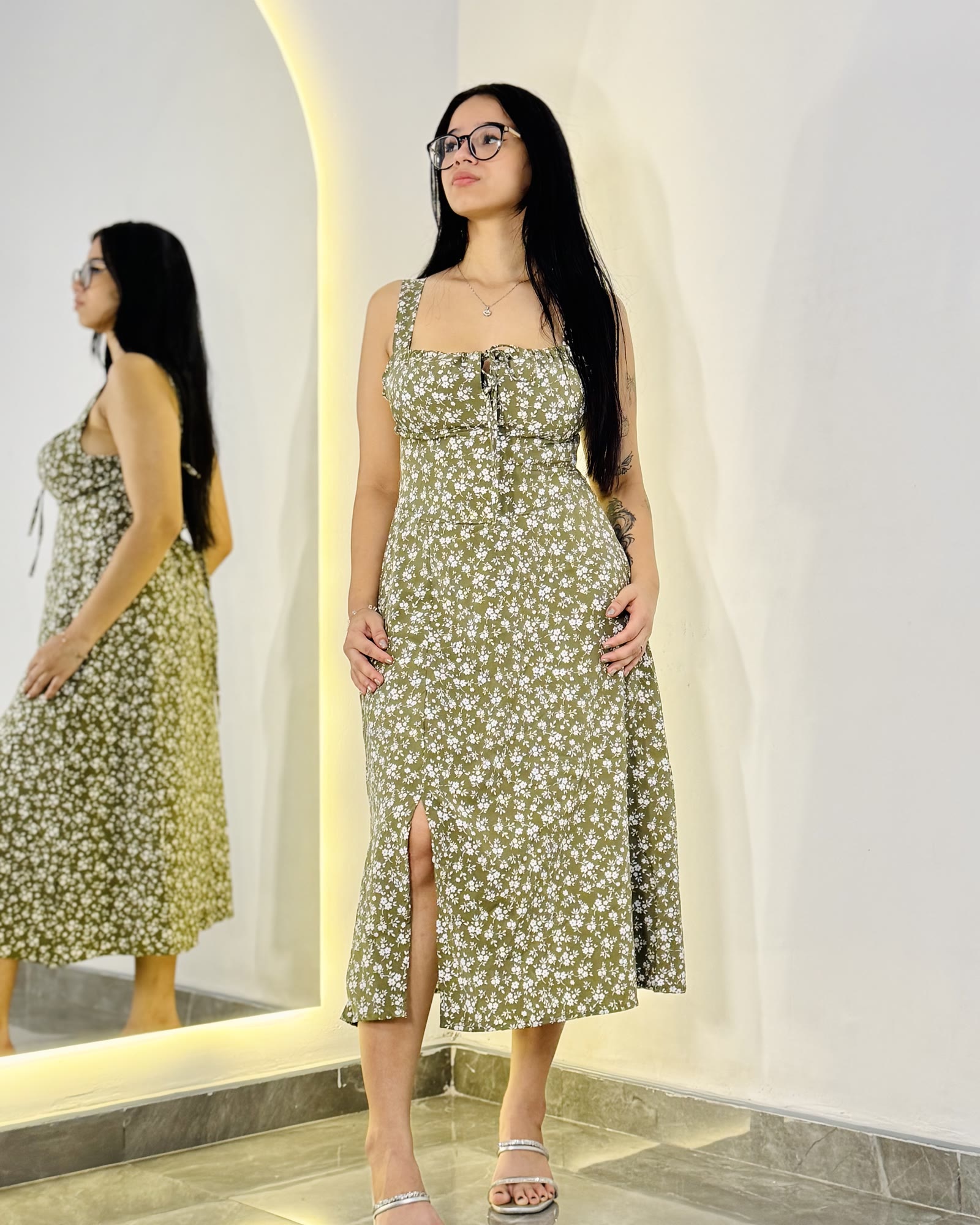 Vestido Flora midi - Verde