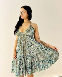 Vestido Indiano curto - Maré (com detalhes dourados) 1