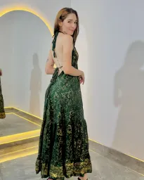 Vestido Indiano longo - Merida (com detalhes  dourados) 1