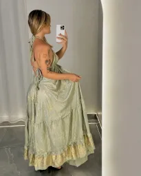 Vestido Indiano longo - Jade (com detalhes dourados!) 2